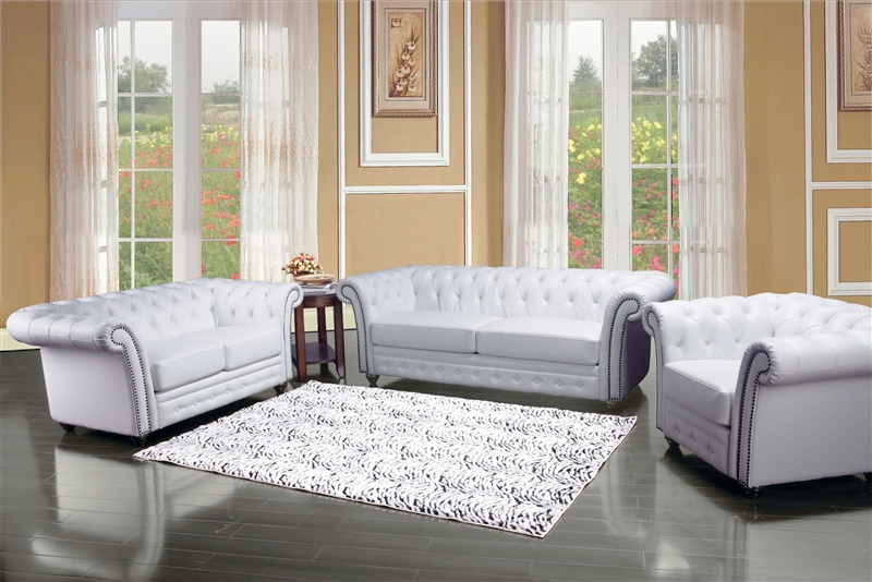 2 Piece White Living Room Set