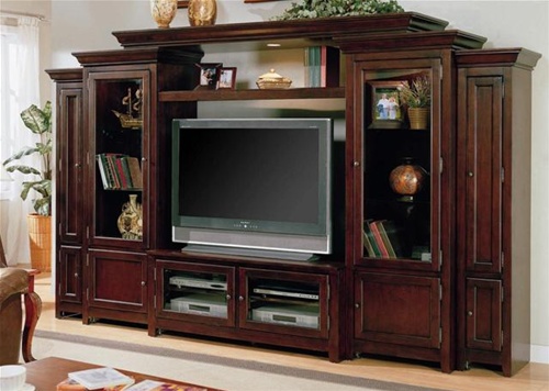 6 Piece Large Media Suite With Bridge Entertainment Unit In Cherry 