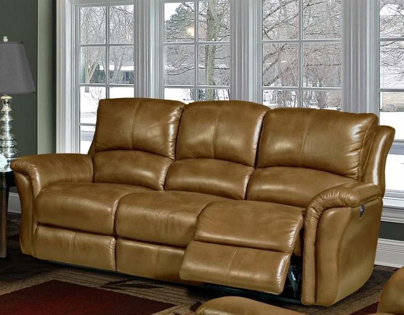 camel leather reclining sofa