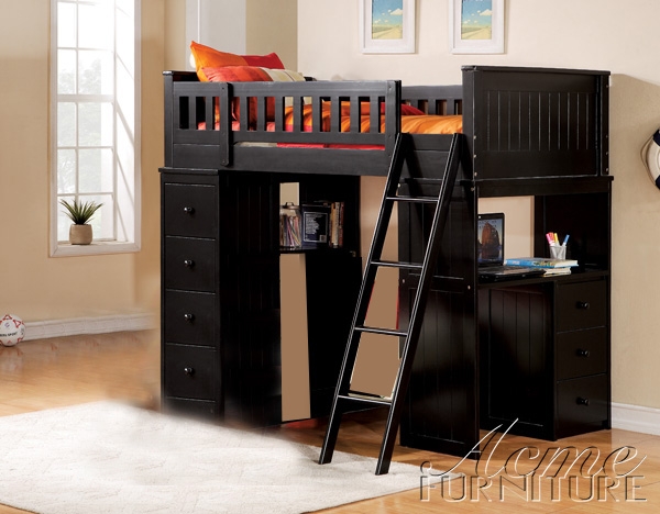 Willoughby Black Finish Twin Loft Bed By Acme 10980