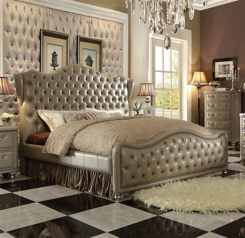 Varada 6 Piece Traditional Bedroom Set in Champagne Gold ...