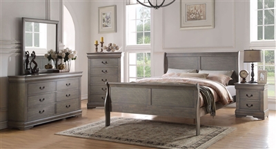 Acme Louis Philippe Bed - Antique Gray 23860Q-Bed at