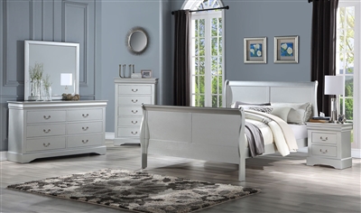 Louis Philippe III Bookcase Bed (Platinum) Acme Furniture