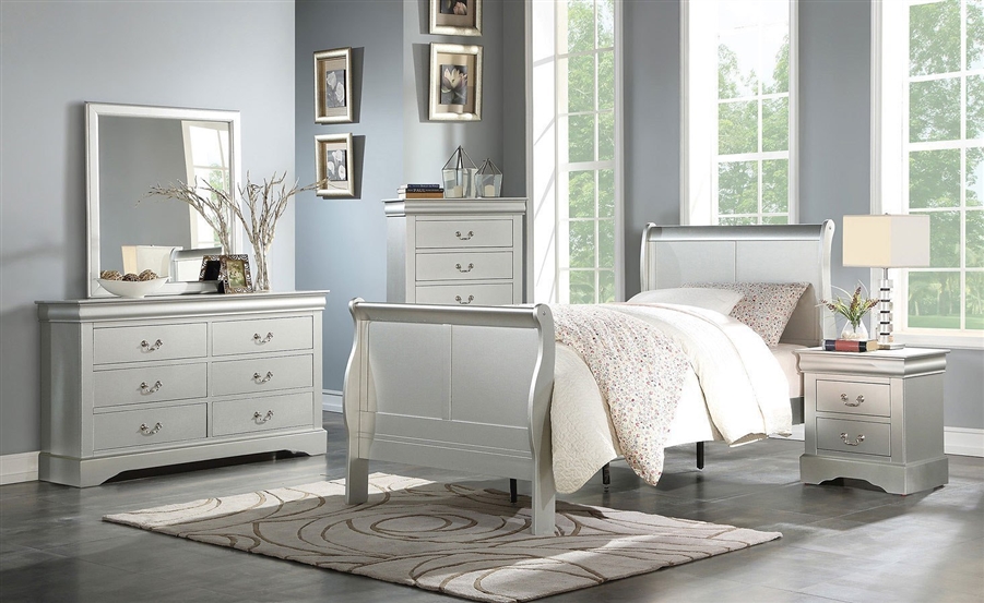 Acme Furniture Louis Philippe III Full 4-Piece Bedroom Set, White