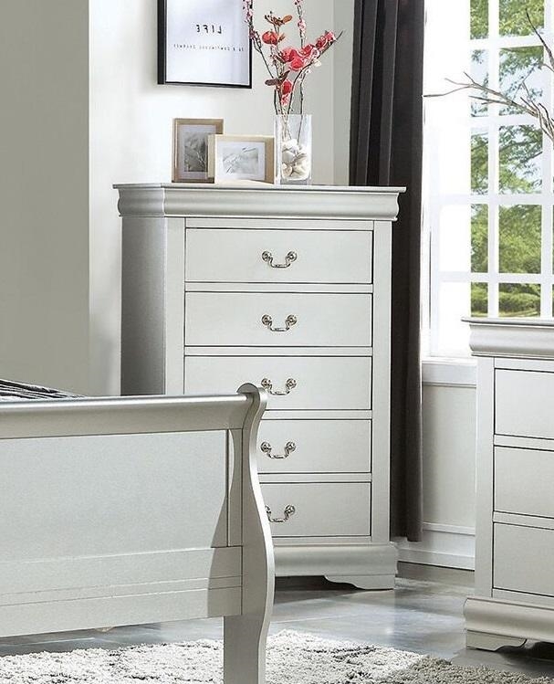 Louis Philippe Platinum Gray 6-Drawer Chest