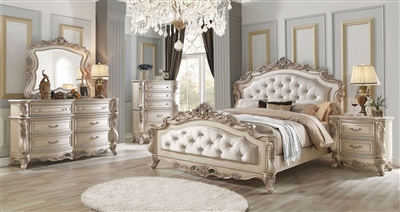 Gorsedd 6 Piece Traditional Bedroom Set in Antique Champagne Finish by ...