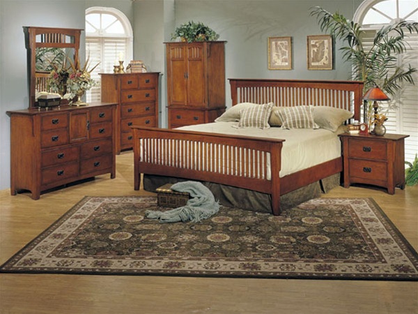 6 Piece Ridgeville Mission Bedroom Set In Oak Finish By Acme 6190