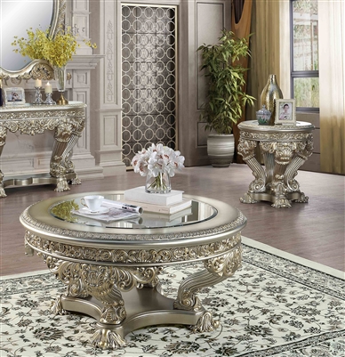 LV 01202 Lavish Classic Champagne & Gold Finish Coffee Table Danae  Collection By Acme Furniture