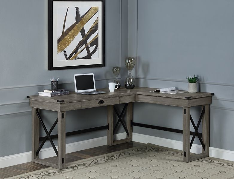 weathered grey computer desk