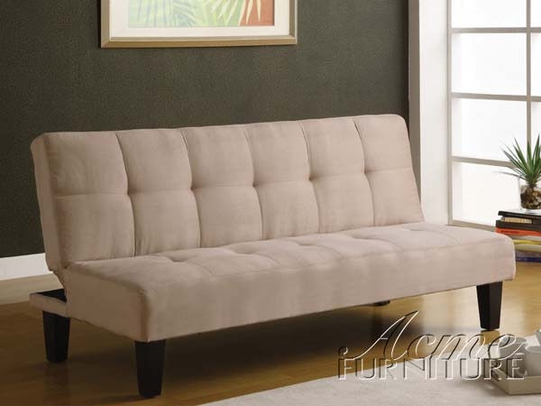 beige futon sofa