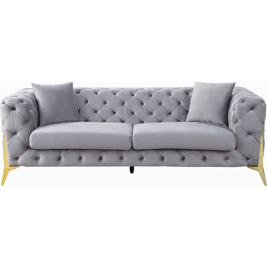 Jelanea 2 Piece Sofa Set in Gray Velvet & Gold Finish by Acme - 56115-S