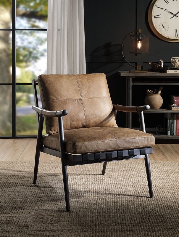 chestnut leather accent chair