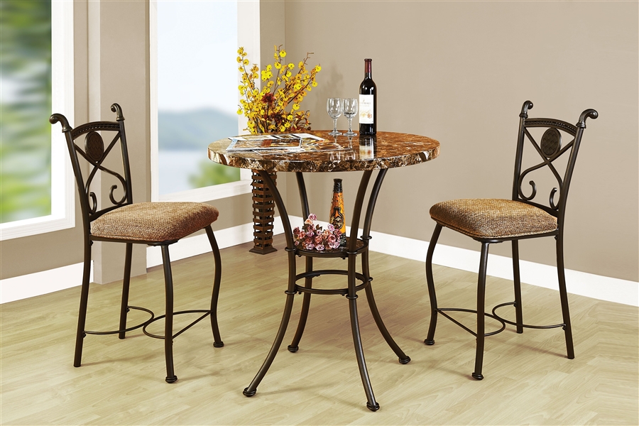 3 piece round counter height dining set