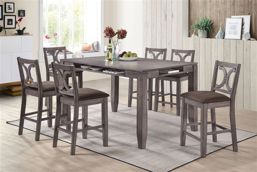 gray 7 piece counter height dining set