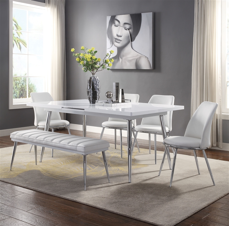 dining table and chairs white high gloss