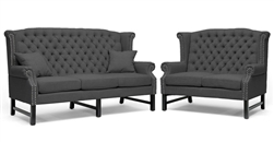 Sussex Dark Gray Linen 2 peice Sofa Set by Baxton Studio BAX BH