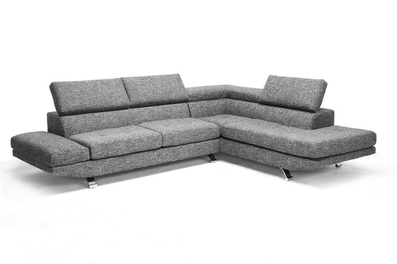 Adelaide Gray Twill Fabric Modern Sectional Sofa By Baxton Studio Bax Td1909