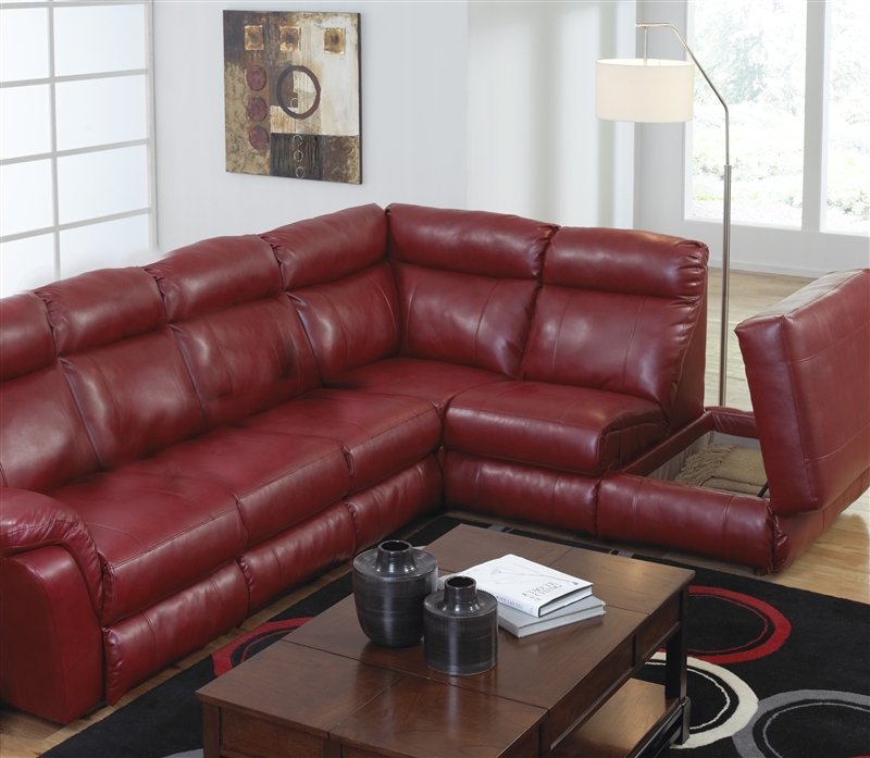 red leather sectional recliner