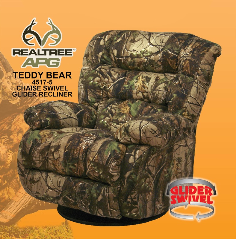 Teddy Bear Apg Green Realtree Camouflage Chaise Swivel Glider Recliner By Catnapper 4517 5 R Camo