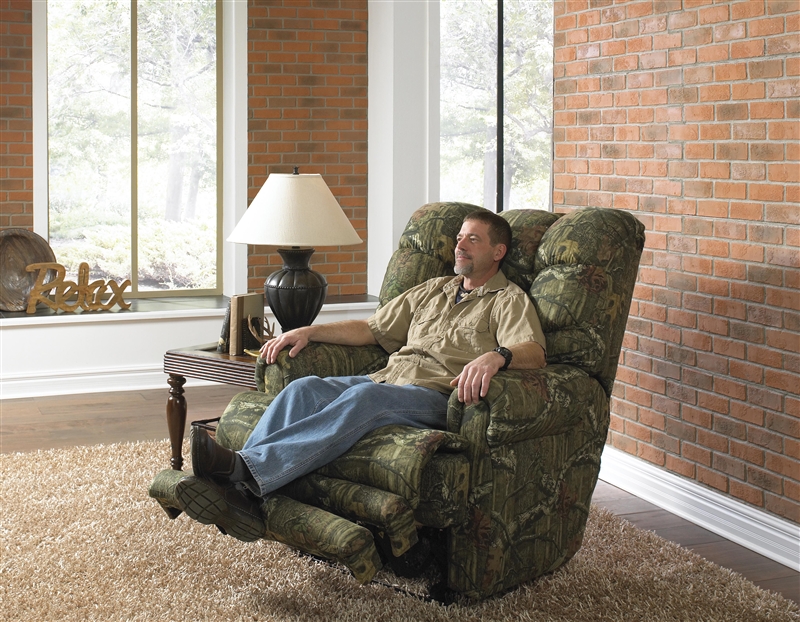 Duck Dynasty Big Falls Lay Flat Recliner In Mossy Oak Infinity Camouflage Fabric By Catnapper 5805 7 I