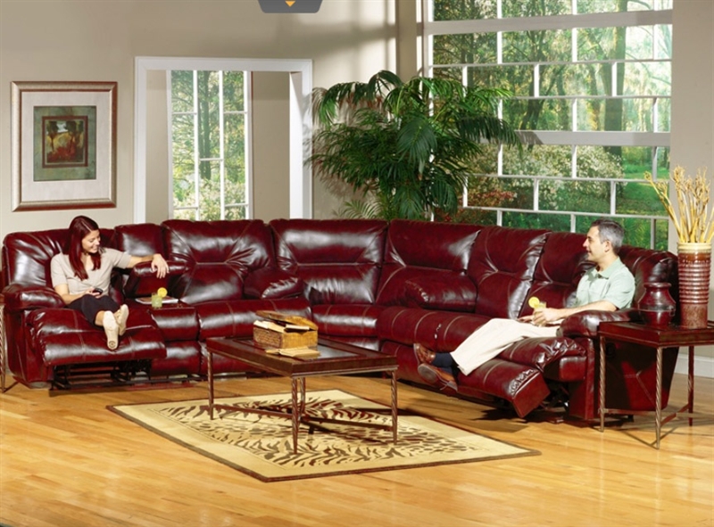 red leather power reclining sectional