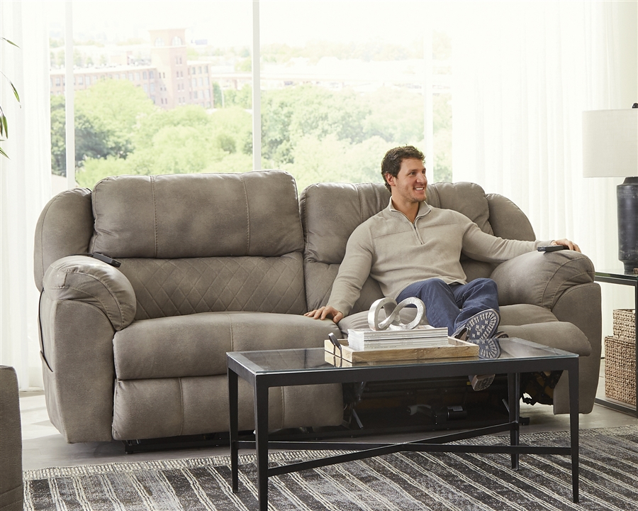 fabric power reclining sofa with power headrest