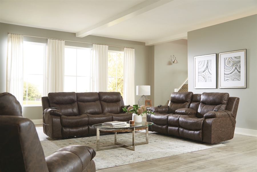 Palmer Power Headrest Power Lumbar Power Lay Flat Reclining Sofa in ...