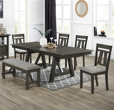 Maribelle 7 Piece Dining Set in Gray Brown Finish by Crown Mark - CM-2158GB