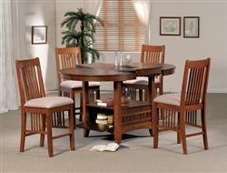 Mission 5 Piece Counter Height Dining Set in Oak Finish by Crown Mark - 2193