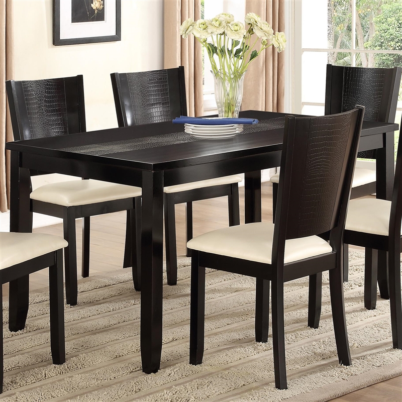 Hanson Crocodile Print 5 Piece Dining Set in Black Finish by Crown Mark ...