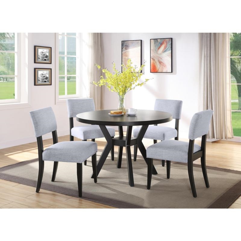 Maya 5 Piece Round Table Dining Set In Charcoal Finish By Crown Mark Cm 2631t 48