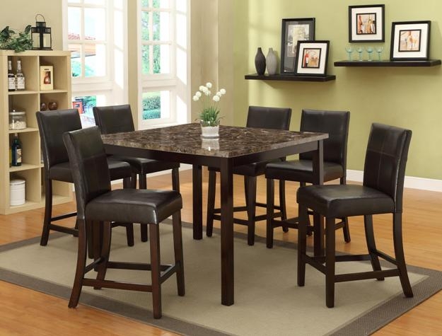 Pompei 5 Piece Counter Height Set in Dark Brown Finish by Crown Mark - 2877