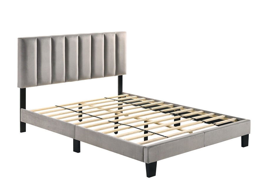 Lyric Bed in Gray Velvet Finish by Crown Mark - CM-5155GY-Bed