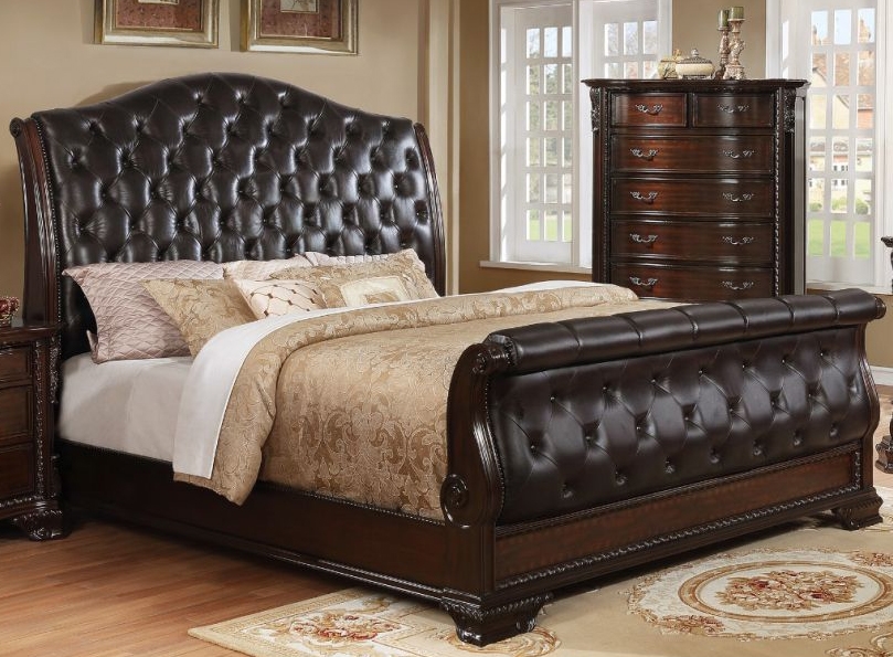 Sheffield Sleigh Bed In Brown Finish By Crown Mark Cm B1100 88 Bed