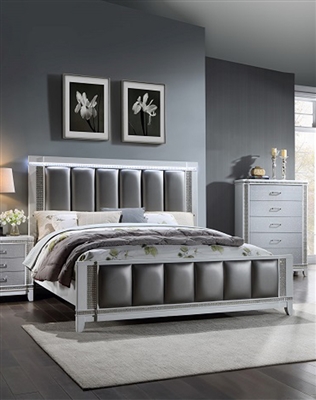 Ariane Bed In Gray White Finish By Crown Mark - Cm-b1690-bed