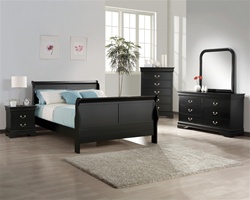 Crown Mark 3950 Louis Philip Black 6-Piece Bedroom Set