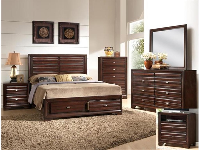 Stella 6 Piece Storage Bedroom Suite In Rich Brown Finish By Crown Mark B4550