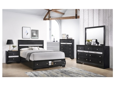 Regata 6 Piece Bedroom Suite in Black/Silver Finish by Crown Mark - CM-B4670