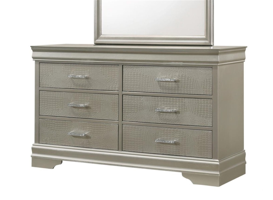 Amalia 6 Piece Bedroom Suite In Silver Finish By Crown Mark - CM-B6910