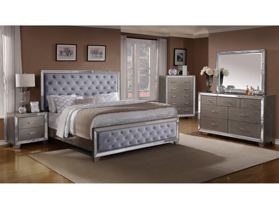 Cosette 6 Piece Bedroom Suite In Silver Finish By Crown Mark Cm B7680