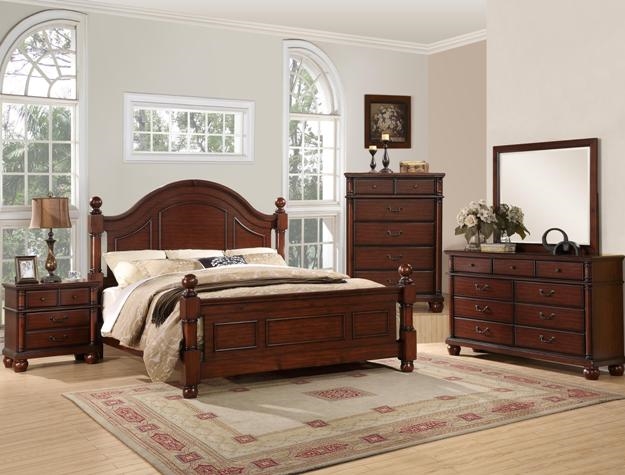 Augusta Poster Bed 6 Piece Bedroom Suite in Walnut Finish by Crown Mark ...