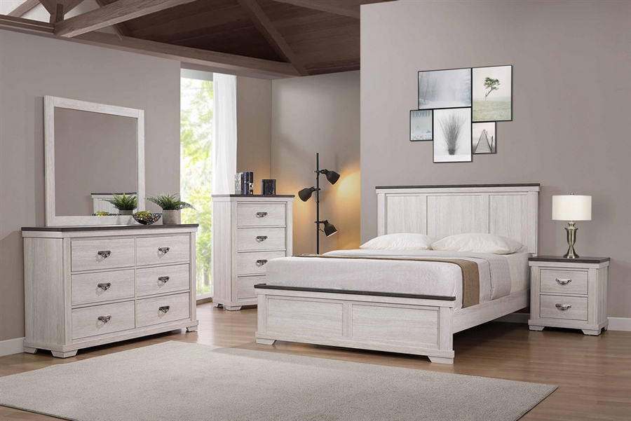 Leighton 6 Piece Bedroom Suite in Grayish Brown & Chalk Finish by Crown ...