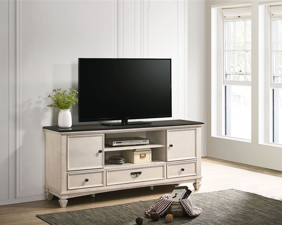 Sawyer 68 Tv Console In White Finish By Crown Mark Cm B9100 7