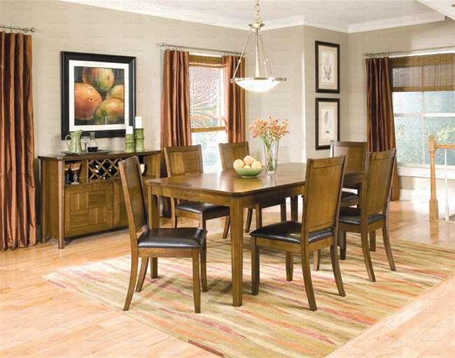 Checkered Design 7 Piece Dining Set in Rich Walnut Finish by Coaster ...