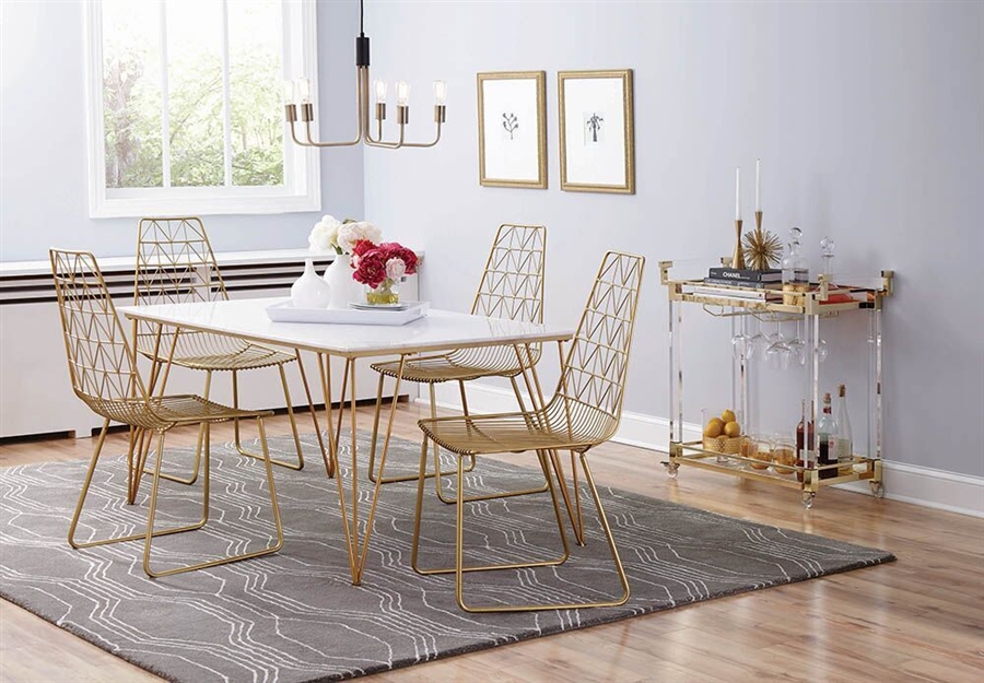 white and gold dining set