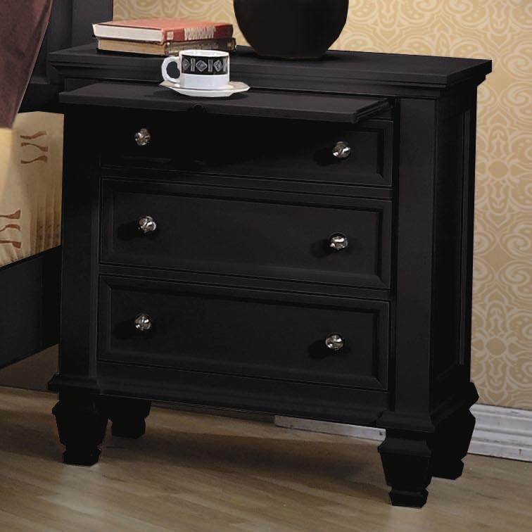 three drawer black nightstand