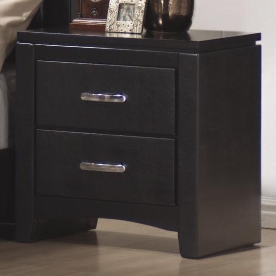 Dylan Nightstand In Black Finish With Black Vinyl Upholstery By Coaster 201402