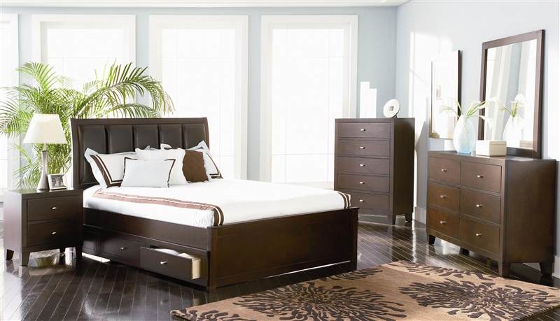 Lorretta Storage Bed 7 Piece Bedroom Set In Deep Brown Finish By Coaster 201511