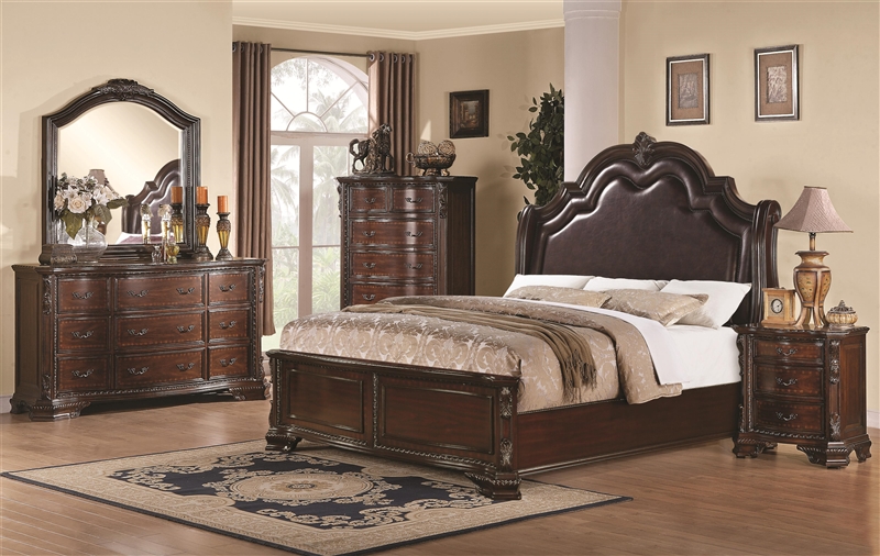 Maddison 6 Piece Bedroom Set In Warm Cappuccino Finish By Coaster 202260