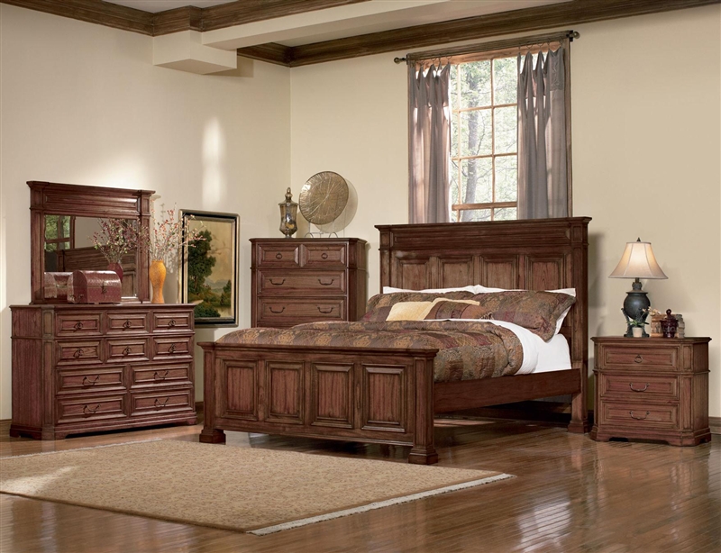 6 Piece Edgewood Panel Bed Bedroom Set In Distressed Rich Cherry Finish By Coaster 202621